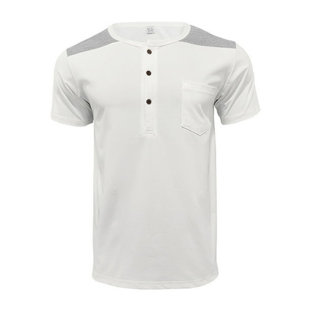 pstuiky camiseta de hombre, Camisa informal de manga corta con cuello vuelto y cremallera de color liso para hombre ropa de hombre m