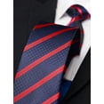 thumbnail image 3 of Yongchuantie Men's 3.15" Necktie Navy Blue Red Striped 8CM Wide Hand Knotted Tie+Gift Box, 3 of 5