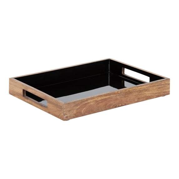 Kate and Laurel Ehrens Decorative Wood Tray, Natural/Black 13x17