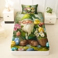 thumbnail image 3 of Erosebridal Cute Green Gnome Kids Twin Sheet Sets, Easter Eggs Flower Bedding, 3 Pieces, 3 of 5