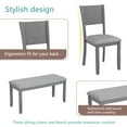 thumbnail image 5 of 6 Piece Dining Table Set, Modern Home Dining Set with Table, Bench & 4 Cushioned Chairs, Wood Rectangular Table and Chair Set, Kitchen Table Set for Dining Room - Gray, 5 of 9