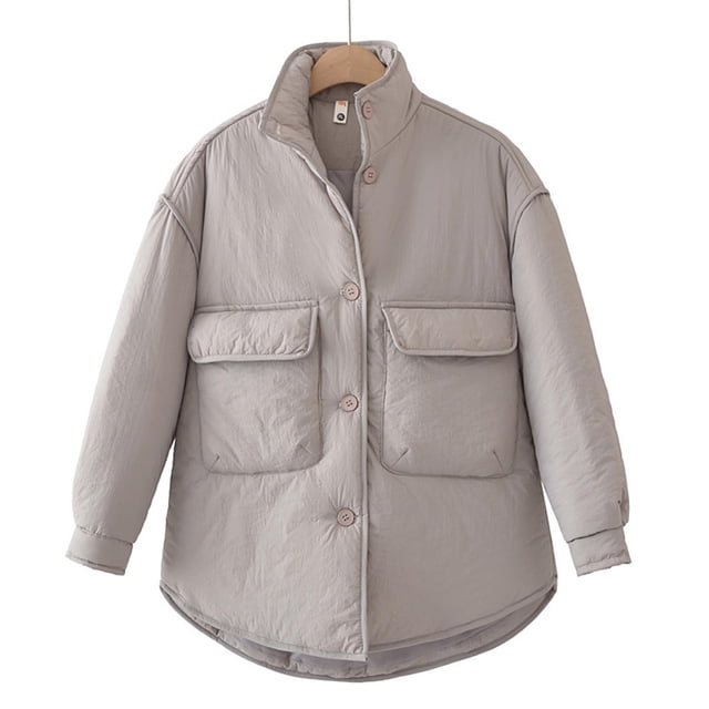 Parkas de manga larga para mujer, chaquetas acolchadas cálidas para mujer, chaqueta acolchada lisa de manga larga con estampado floral, abrigos con bolsillos, blusa para mujer