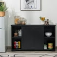 thumbnail image 2 of Costway Kitchen Storage Cabinet Sideboard Buffet Cupboard Wood Sliding Door Pantry Black, 2 of 12