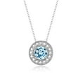 thumbnail image 4 of RYLOS Halo Designer Matching Set Sterling Silver: Ring, Earring & Pendant Necklace. Gemstone & Diamonds, 4MM Blue Topaz December Birthstone; Size 8, 4 of 7