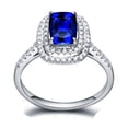 thumbnail image 3 of 1.50 Carat Vintage Blue Sapphire and Diamond Halo Engagemnet Ring for Women in White Gold, 3 of 4