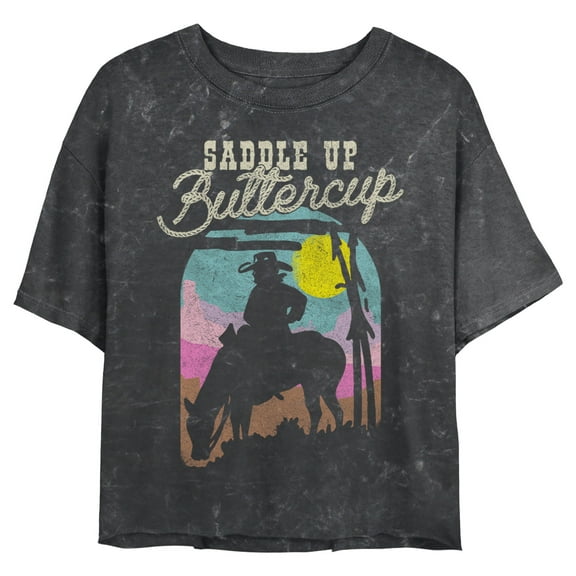 Junior's Lost Gods Saddle Up Buttercup Graphic Tee Black 2X Large
