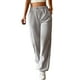 thumbnail image 1 of Pantalones de trabajo informales de mujer con cintura elástica, pierna ancha y bolsillos, 1 of 6