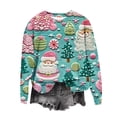 thumbnail image 4 of Cyber· Monday Clearance Christmas Gift Under 25.00 Fayshow0 Women'S Christmas Printed Round Neck Long Sleeved Top Loose Fitting Sweater, 4 of 4