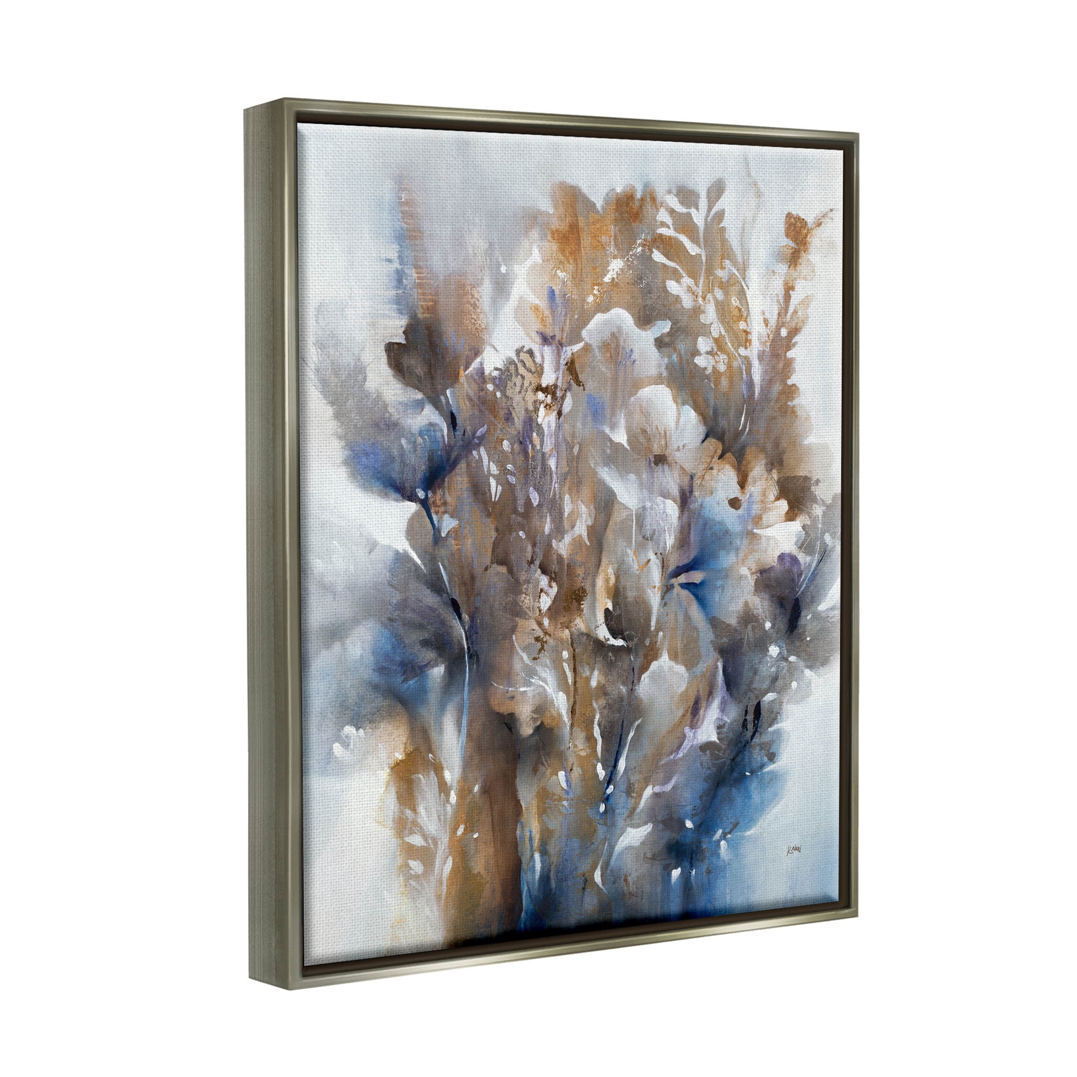 Stupell Industries Modern Flower Bouquet Composition Painting Luster Gray Floating Framed Canvas Print Wall Art, Design by K. Nari