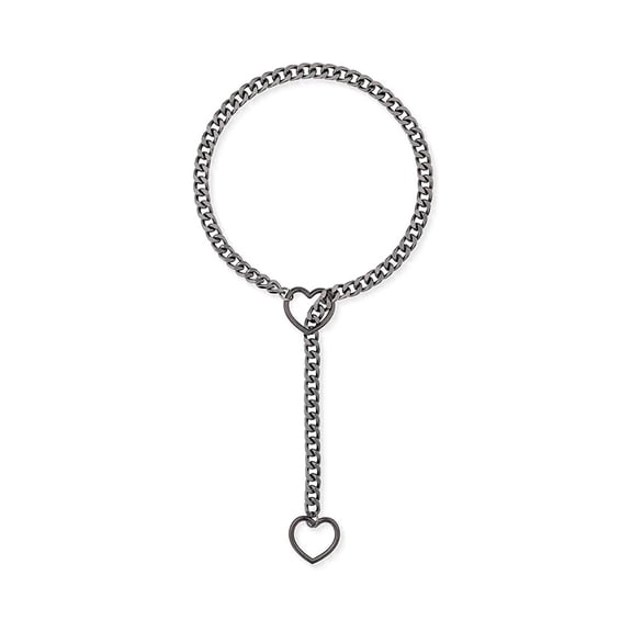 2pcs-Stainless Steel Heart Choker Necklace Women O-Ring Lariat Gothic Cuban Collar
