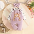 thumbnail image 2 of masbird Infant Baby Girl Clothes Long Sleeve Ruffle Romper Pants Headband Set 3Pcs Newborn Fall Winter Outfits,Light Purple,3-6 M, 2 of 9