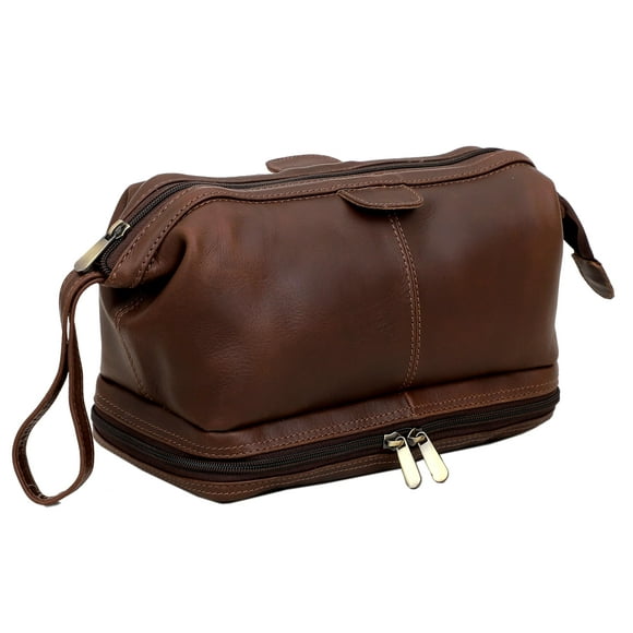 Neceser de cuero genuino, piel de búfalo, kit Dopp
