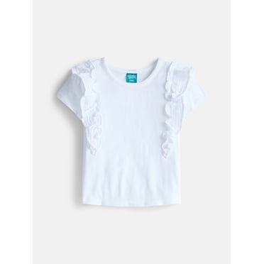 Wonder Nation Girls Cotton Top with Ruffle Sleeves, Sizes 4-18 & Plus