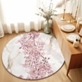 Cherry Blossoms 5ft Non Slip Round Area Rug Spring Pink Watercolor ...