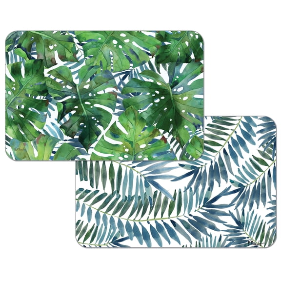 Wipe-Clean Reversible Decofoam Placemats, Palms, Set of 2, Made in The USA