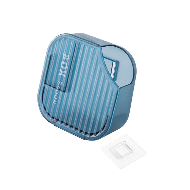 facefd Rice Cooker Spoon Holder Solid Color Hanging Self-adhesive Replacement Dustproof Washable Kitchen Scoop Case Bracket Transparent Blue