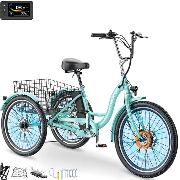 Lilypelle Electric Tricycle for Adults, 350W Electric Trike 7 Speed with 36V 14.5ah removable Battery, 3 Wheel Electric Bikes for Women Men Seniors, 450lb, 24/26 inch Tire