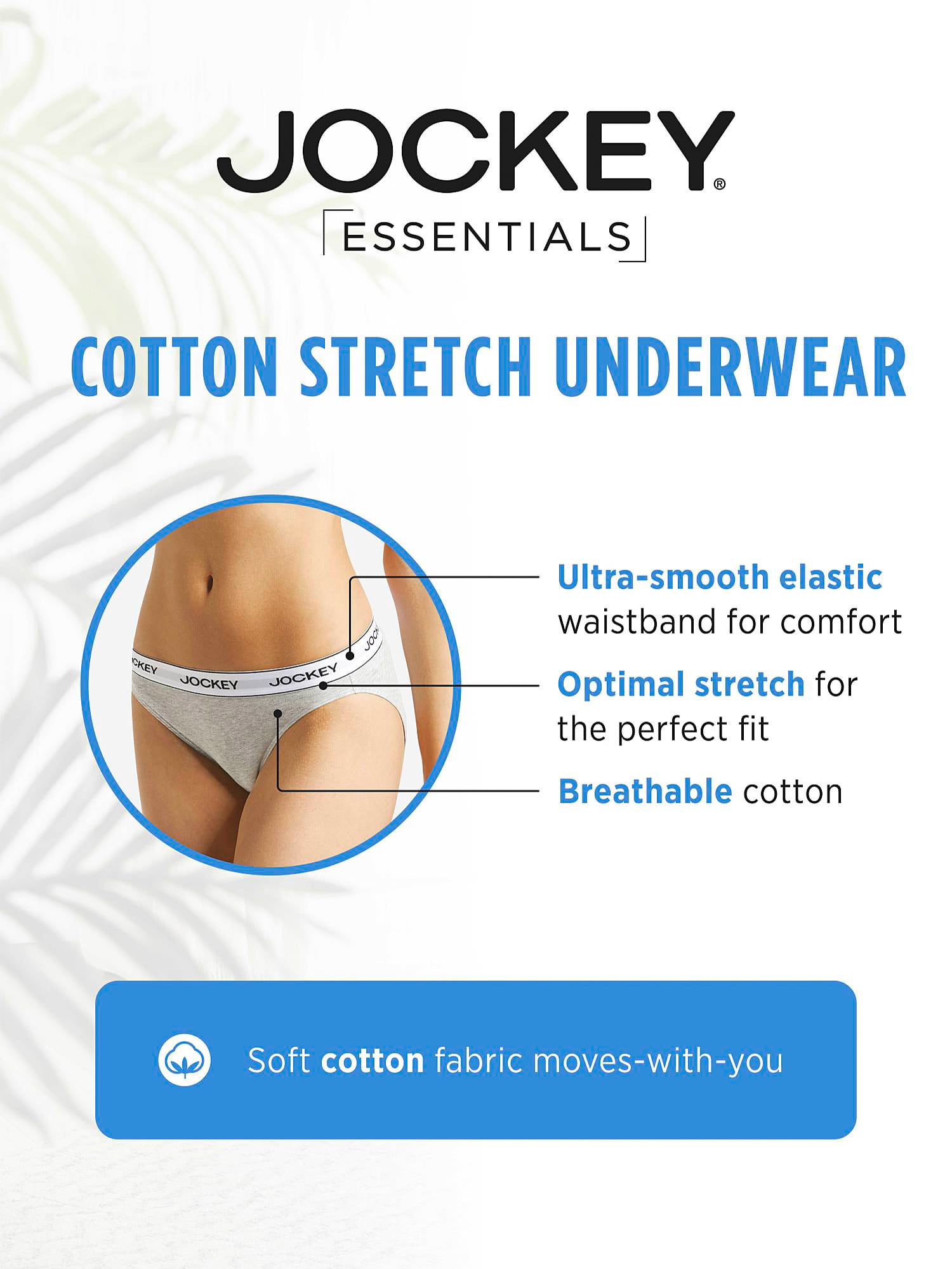 Jockey® Essentials Women's Cotton Stretch Bikini Panties, 3-Pack, Sizes  S-XXXL