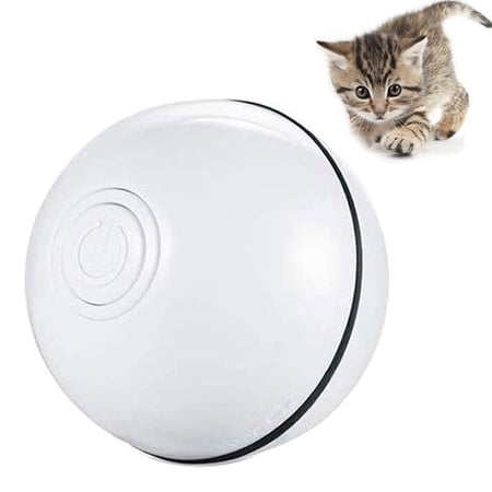 PENGXIANG Cat Toys Ball with LED Light 360 Degree Kitty Self Rotating Ball USB Rechargeable Interactive Cat Ball Toy Stimulate Hunting Instinct for Your Kitty (White)