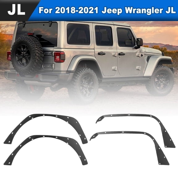 4PCS Front & Rear Fender Flares for 2018-2026 Jeep Wrangler JL JLU Powder Coated Steel