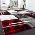 thumbnail image 2 of Paco Home Modern Designer Area Rug Contemporary Checkered Contour Cut Grey-Red Area Rug, 2' x 3'7" - 2'8" x 8'2", 2 of 5