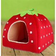 thumbnail image 5 of Foldable Soft Strawberry Pet Igloo Bed with Lovely Paw Prints, 5 of 5