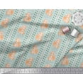 thumbnail image 2 of Soimoi Green Georgette Viscose Fabric Paw Print & Rabbit Kids Printed Fabric 1 Yard 44 Inch Wide, 2 of 3