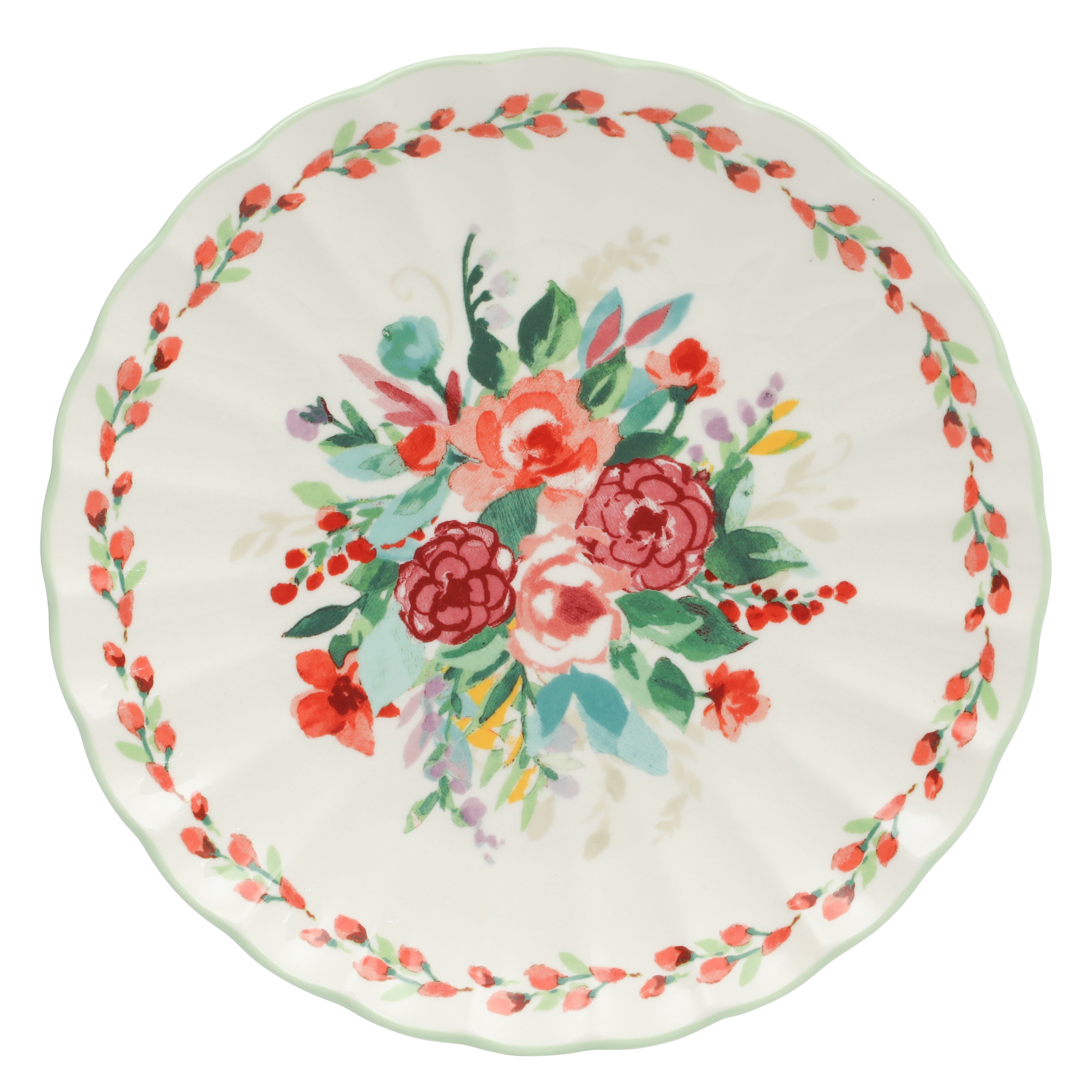 The Pioneer Woman Painted Meadows 8.46-inch Green Floral Ceramic Salad Plate