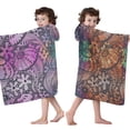thumbnail image 4 of Multicolor Paisley and Floral Pattern Hooded Bath Towel，50"x30" for Ages 3 To 12 Kids, Quick Dry Lightweight Soft Microfiber Hood Beach Towel Cover Up for Kids, 4 of 7