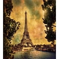 thumbnail image 3 of Eiffel Tower Duvet Cover Set, Eiffel Tower Trees River Bridge Water Daytime Landmark Oil Painting Design, Decorative 2 Piece Bedding Set with 1 Pillow Shams, Twin Size, Brown Mustard, by Ambesonne, 3 of 3