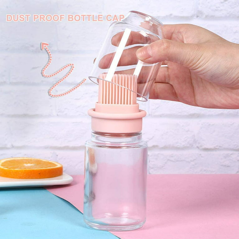 2 IN 1 Oil Dispenser with Brush BBQ Grilling Baking Brush Cooking Tool  Bottle with Basting Brush Heat Resistant Basting Brushes