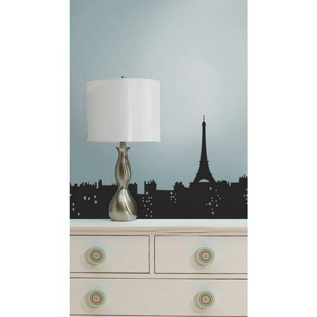 PARIS SKYLINE Wall Decals Living In Room Decor Stickers Black Eiffel Tower City