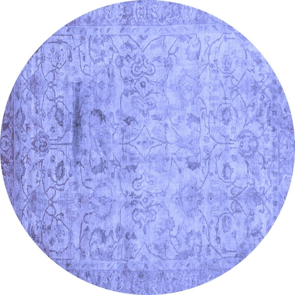 Ahgly Company Indoor Round Oriental Blue Traditional Area Rugs, 7' Round