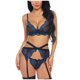 thumbnail image 1 of Gibobby Ropa sexy de mujer para sexo Conjunto de Lencería de Malla, Elegante Conjunto de Lencería con Bordado de Bloques de Color Ajustable para Mujer para Luna(Azul, 3XG), 1 of 5