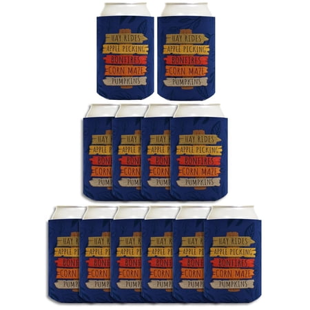Fall Party Supplies Fall Event Signs Hay Rides Apple Picking Bonfires Corn Maze Pumpkins 12-Pack Can Coolers Coolies