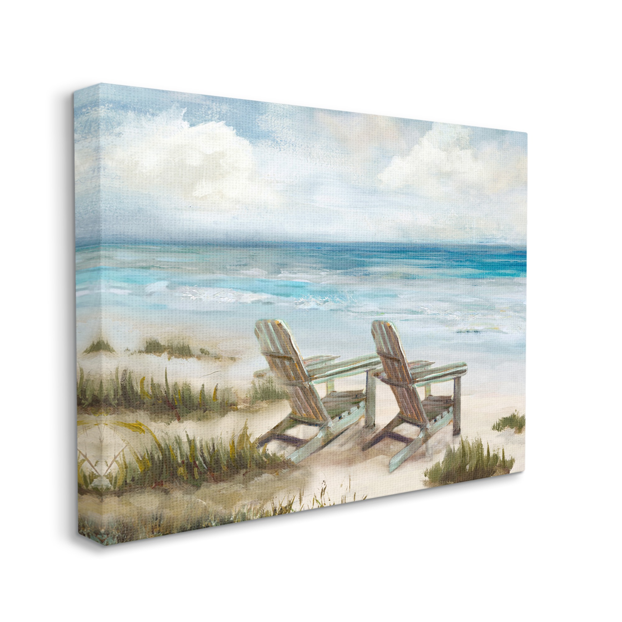 Stupell Industries View For Two Beach Chairs Nature Painting Gallery Wrapped Canvas Art Print Wall Art, 30 x 24