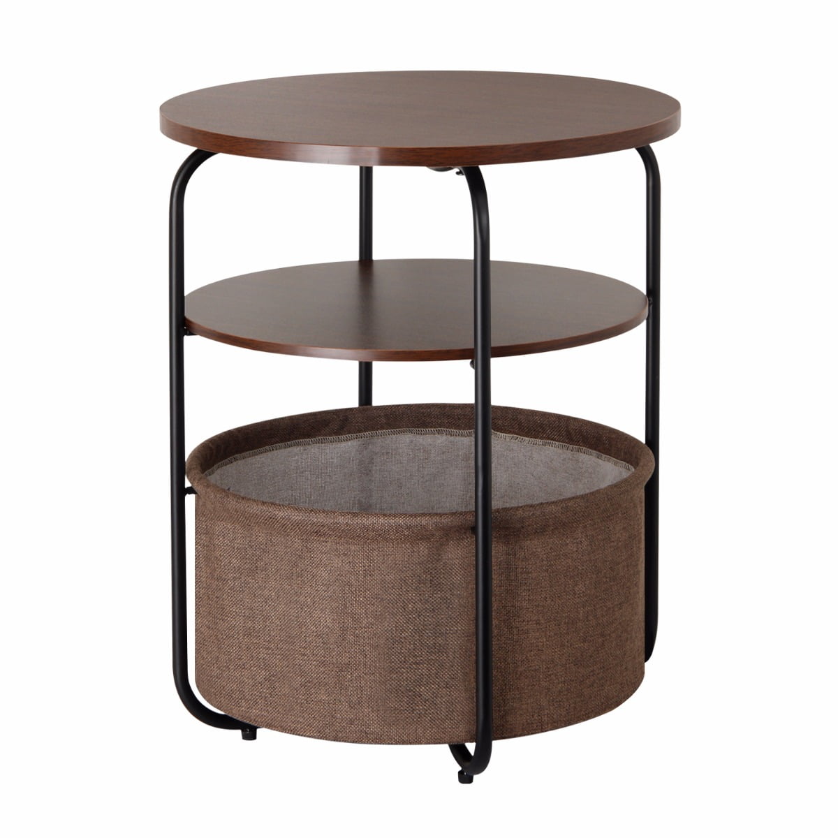 Lifewit 3 Tier Round Side End Table With Storage Basket Nightstand Espresso