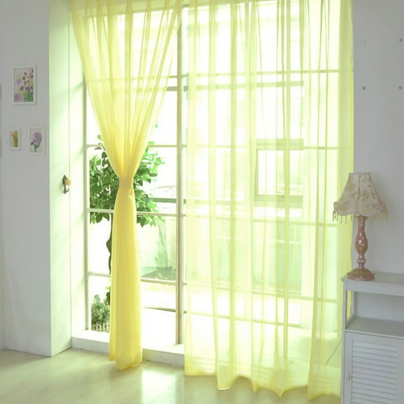 Shiogb Clearance 1 Pcs Pure Color Tulle Door Window Curtain Drape Panel Sheer Scarf Valances, Pure Color Glass Yarn 1*2 Meters High Rod Processing 7.9X6.7X0.8 Inches, 1X One Curtain