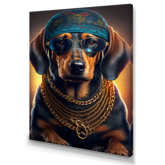 Designart Dachshund Gangster In NYC I Canvas Wall Art