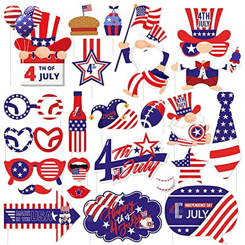 4th of July Flag Day Labor Day Party Signs Memorial Day Veterans Day Set of 12 Patriotic 4th of July Photo Booth Props