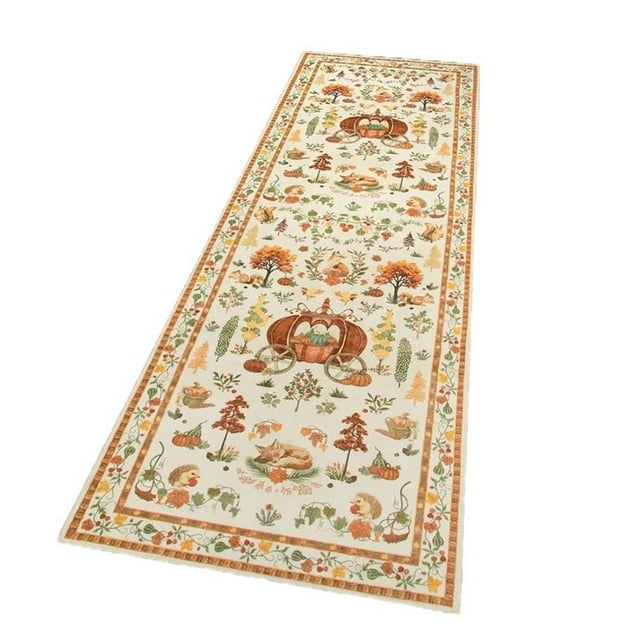 Christmas Deer Santa Long Rug — Festive Soft & Washable Holiday Carpet Cozy Santa Christmas Trees and Snowflakes Holiday Runner Rug for Kitchens Hallways Entryways and Valentines Decor