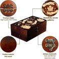 thumbnail image 3 of Caja de madera para guardar recuerdos, diseño de manos misteriosas, fase lunar grabada, cuadrada, de pino, para tarot., 3 of 9