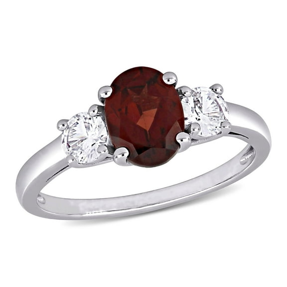 Everly Women's Created Sapphire and Garnet Sterling Silver Engagement Ring