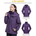 thumbnail image 3 of CAMEL CROWN Women's Waterproof Ski Jacket Winter Coat Windbreaker Fleece Inner Detachable Hood Snow Hiking Outdoor, 3 of 6