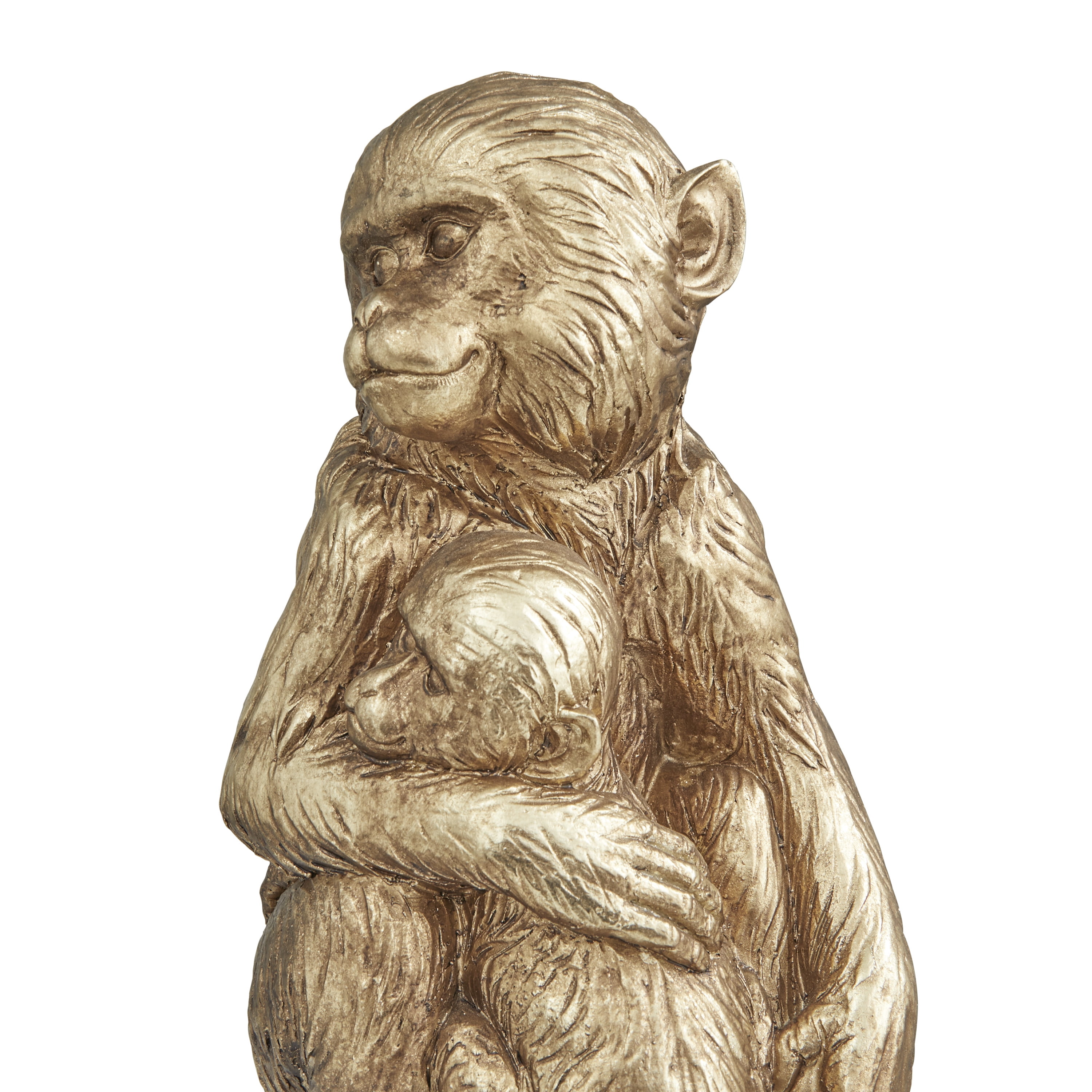 18", 15"H Gold Resin Monkey Sculpture, by DecMode (2 Count)
