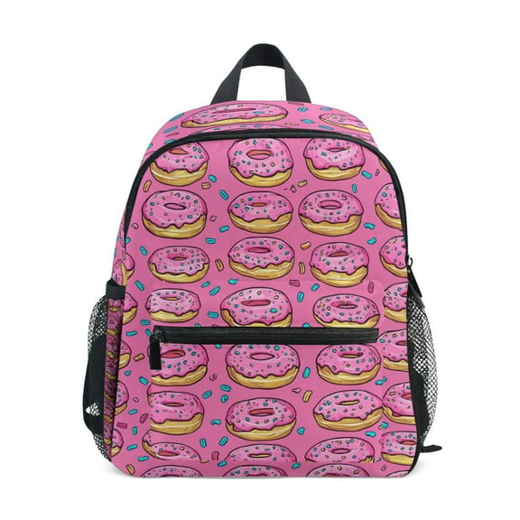 FORMRS School Backpack with Front Zippered Pocket 12" Student Travel Daypack, Pink Doughnuts