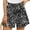 Black White Flower, variant on Chiclily Summer High Waist Wide Leg Shorts for Womens Casual Loose Elastic Waist Lounge Beach Shorts with Pockets, US Size Large, Dark Blue