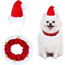 Dalrosia Dog Santa Hat Christmas Collar with Bells Ornaments Holiday Outfit Costume Clothes for Small Medium Large Dogs Pets
