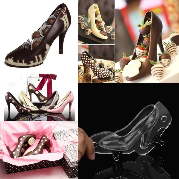 Xihbxyly Molde de Chocolate con Forma de Tacón Alto, Plástico Transparente, para Decorar Tartas, Ideal para Regalos de Boda, Herramienta para Hacer Gelatina, Moldes Creativos para Dulces, Clips de Co