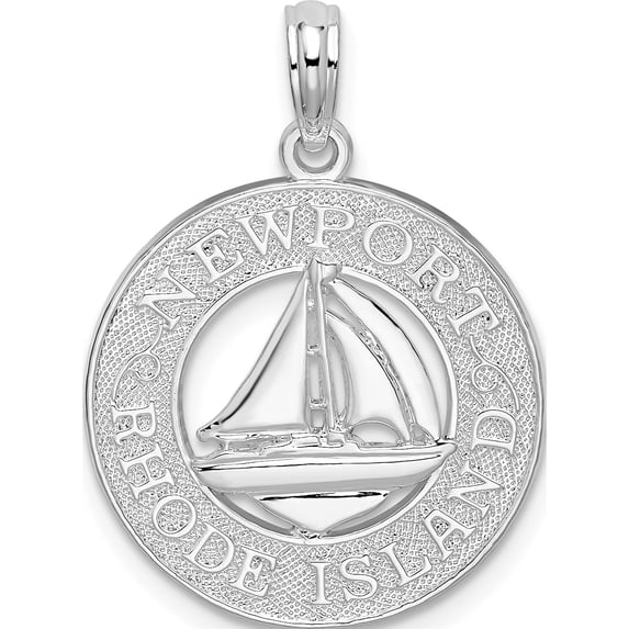 Sterling Silver Newport Rhode Island W/Sailboat Circle Pendant(Length 25.33) - Jbsp
